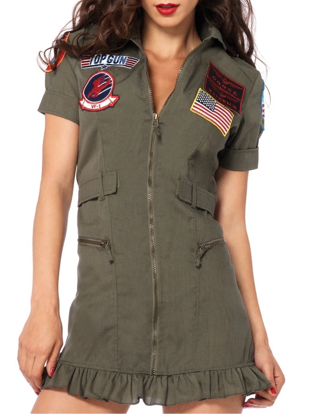 Leg Avenue Womens LicenseTop Gun Flight Dress Halloween Costume Small No Ruffle